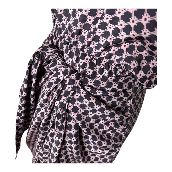 Isabel Marant Silk Tie Front Mini Dress Pink and Blue Pattern Size 38 Medium - Picture 7 of 8
